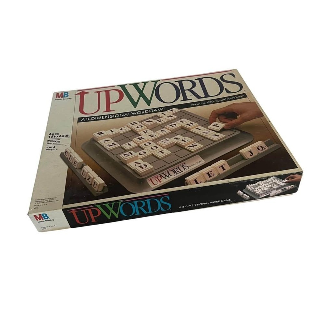 Upwords Board Game Milton Bradley Vintage COLLECTIBLE 1988 Complete 8x8 GRID
